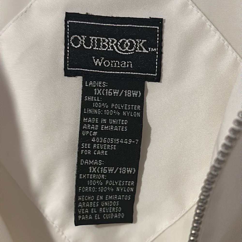 Outbrook White Rain Coat Jacket Women’s 1X - Picture 4 of 5